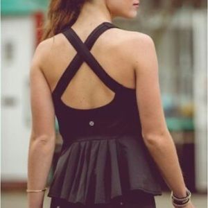 Lululemon Black Peplum Tank Top Size 4 EUC